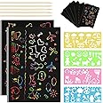 4 Cartes à Gratter Arc-en-ciel Enfants - Avec Stylets Bois - Série Ville Nuit