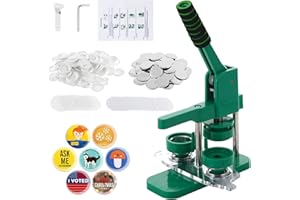 Dyna-Living Button Machine Badge Maker 44 mm / 1.73 inches, DIY Badge Press Machine with 100 Accessories & Circle Cutter, Rotating Green Blanks Button Blanks Making Badge Maker Machine, Green