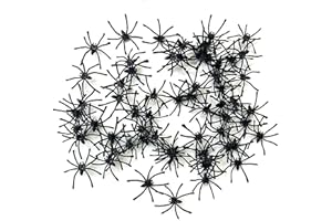 HBell 100 sztuk sztucznych pająków na Halloween, realistyczne pająki, straszne pająki, zabawki na Halloween, imprezę, dla dzieci, na imprezę, do dekoracji