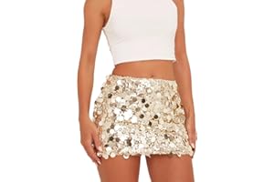 ALAURBEAUTY Damen Sexy Glänzender Pailletten-Minirock Glitzer Niedrige Taille Bleistiftröcke Bodycon Tanzparty Club Kurzer Rock