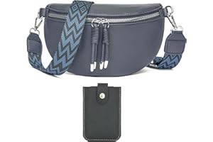 Atgbiem Shoulder Bag Women's Bum Bag Women's Stylish Crossbody Bag Women's Wide Strap Dark Grey with Credit Card Holder