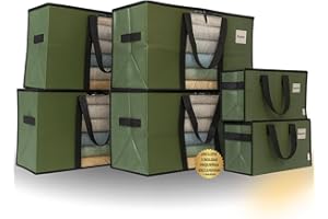 Shiva Green Bolsas de Mudanza Grandes 4+2 Pequeñas – Resistentes con Cremallera Doble y Asas Reforzadas – Impermeables, Plegables y Reutilizables – Alternativa a Cajas de Mudanza y Almacenaje Ropa