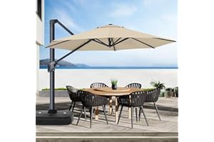 ABCCANOPY 10FT Cantilever Patio Parasol Aluminum Outdoor Offset Parasol with 360° Rotation for Pool and Garden, Turquoise