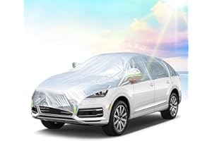 MIGIFTDY Halbgarage Autoabdeckung, Halbe Autoabdeckung Universal Halbabdeckung für Allwetter mit Haken und Riemen Passend Wasserdicht Staubdicht Sonnenschutz Wetterfest Für Die Meisten Autos, SUVs (SUV)