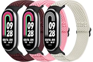 Bcuckood Elastisches Armband kompatibel mit Xiaomi Mi Band 8 Damen Herren, dehnbares Solo Loop Uhrenarmband weiches elastisches Nylon Ersatzarmband für Xiaomi Mi Band 8, 3 Stück