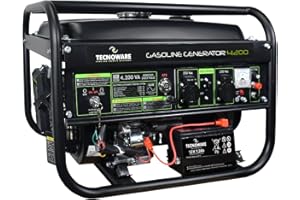 Tecnoware Power Systems - Generador de Corriente 4200 VA, Motor Gasolina 4 Tiempos, Arranque Eléctrico y Manual, Depósito 15L, Compacto y Portátil, Ideal para Camping y Construcción