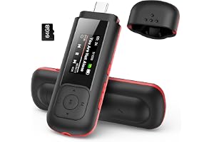 AGPTEK 64 GB bärbar USB MP3-spelare, A55 2-i-1 Typ-C och USB musikspelare | USB-minne för bil med FM-radio, inspelning, stöder upp till