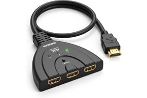 QGECEN HDMI-omkopplare 4K, 3-i-1-utgång, 3-portars Splitter, Hubb för TV Amazon Fire Stick Chromecast Roku Bärbar Dator Plays