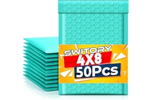 Switory 50pcs 10.2x17.7cm Versandtaschen, Polsterumschläge Gepolsterte Umschläge Bubble Lined Poly Mailer Selbstversiegelnde Blaugrün für die Verpackung