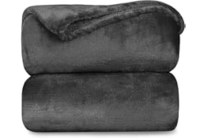 MERCURY TEXTIL - Manta Terciopelo Suave,Mantas Franela, Multiusos (Gris Oscuro, 160 X 210 CM)