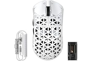 ‎ATTACK SHARK ATTACK SHARK R5 Ultra Carbon Fiber 8000 Hz bezprzewodowa mysz do gier, 39 g SUPERLIGHT, 42000DPI, czujnik PAW3950MAX, układ Nordic 52840, przewodowe myszy Bluetooth / 2,4G / USB-C ze spiralnym kablem