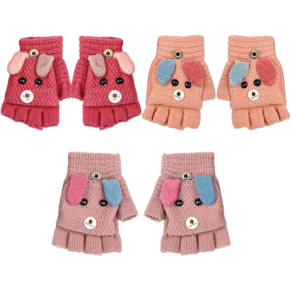 Guanti Senza Dita Per Bambini - 2 Paia Invernali Con Patta | Maglia Calda E Morbida | Per Bambini 3-8 Anni - Foto 7