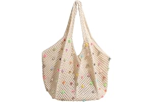 CharmBurst Beige Strandtasche Damen Aus Hochwertigem Material, Großzügige Häkeltasche Im Boho Stil, Aesthetic Clean Girl Tasche Für Sommer, Reisen Und Alltag