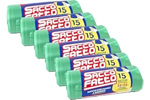 EFFENNE GROUP 90 Sacchi Spazzatura Verdi, Sacchetti Plastica con Manici a Shopper, 55x65cm, Sacchetti Trasparenti Super Resistenti, Sacchetti Spazzatura, Raccolta Differenziata, Raccolta Differenziata Esterno