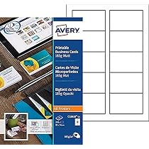 Avery Zweckform C32016-25 | 25 Fogli Per Biglietti Da Visita Satinati Ultrabianchi | 220 G/m² Per Laser Colori