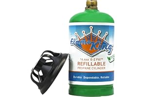 Flame King Refillable 1 lb Empty Propane Cylinder Tank - Reusable - Safe and Legal Refill Option - DOT Compliant - 16.4 oz