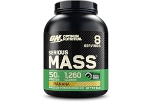 Optimum Nutrition Serious Mass Gainer en Poudre, Goût Banane, 2.73kg, 8 Doses