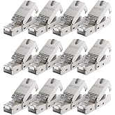 deleyCON 12x CAT 6a RJ45 Network Connector with LSA Connection for Rigid Installation Cables - Shielded - 10 Gbit/S CAT6a LAN