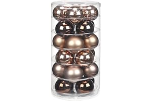 INGE-GLAS 24 Christbaumkugeln Glas 6cm // Weihnachtskugeln Baumkugeln Baumschmuck Weihnachtsdeko Kugeln Glaskugeln Dose, Farbe:Elegant Lounge (Schokolade braun)