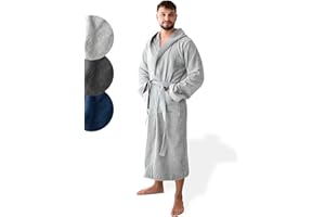 SIEGENTHAL® Herren Bademantel Frottee Velour 100% Baumwolle mit Kapuze Flauschig