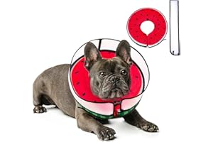 Mariyago Inflatable Dog Cone Collar with Enhanced Anti-Licking, Soft Neck Donut for Dogs Cats, Recovery Pet Cone Collar After Surgery for Large Medium Small Dogs (Watermelon, Medium)