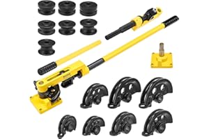 ZELCAN Piegatubi Manuale con 7 Matrici da 3/8" a 1" Piegatrice Curvatubi 10-25 mm Piegatura a 0° - 180° per Tubi in Rame Alluminio Acciaio per Tubi in Acciaio, Ottone, Rame, Ferro Battuto e Alluminio