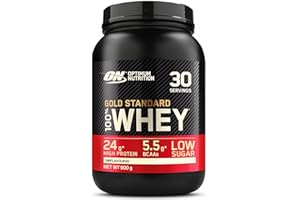 Optimum Nutrition Gold Standard 100% Whey, Poudre de Protéines pour la Construction et la Récupération Musculaire, avec Glutamine et Acides Aminés BCAA Naturels, Non aromatisé, 30 Portions, 900 g