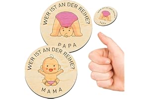 PulangRen Baby Geschenk Junge Mädchen, Geschenke zur Geburt, Schwangerschaft Geschenk Hölzerne Entscheidungsmünze, Geschenkidee für Werdende Mütter, Taufgeschenke Jungen, Taufgeschenke für Mädchen