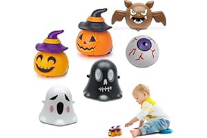 GAROMIA Halloween Enfant Pull Back Voitures, 6 Chauve Souris Fantôme Squelette Halloween Jouet Voitures Halloween Clockwork Jouets pour Garçon Fille Cadeau Anniversaire Party