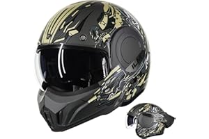 ILM Casco Moto Modular Integral para Hombre y Mujer ATV UTV con Mentonera Reversible 180 ECE Model-B707,Verde Militar, L