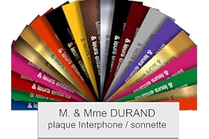 Plaque Interphone Ou Sonnette Adhésive PVC – Plaque Gravée À Personnaliser 6 x 1,5 cm – 21 Couleurs Disponibles (Blanc écrit noir)
