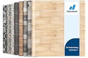 FLOORDIREKT Revestimiento de suelo CV en imitación de madera, suelo de PVC, se vende por metros, antideslizante y fácil de limpiar, suelo de vinilo (200 x 500 cm, roble antiguo, Wagner 1)