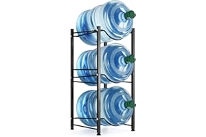 SMUSEI Support de bouteille d'eau de 19 litres à 3 niveaux pour bouteille d'eau, étagère de rangement amovible et robuste, pour la maison, le bureau, noir