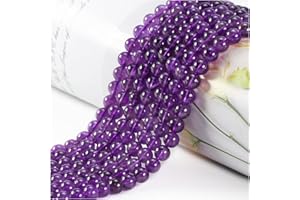 OUUBUUY Perle di pietra naturale, 45 pezzi, 8 mm, ametista, pietre preziose lucide, rotonde da infilare, pietre preziose per bracciali, collane, gioielli fai da te
