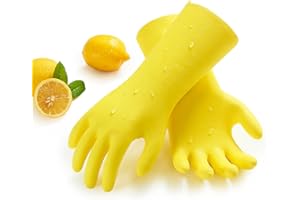 Vgo... Guantes Limpieza Largos con forro Reutilizables, Fragante Inodoro, para Hogar Baño Cocina lavar platos Coche, Resistentes contra el Frío&Calor Agua, 1 par