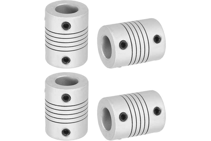 sourcing map 4 Pcs Flexible Couplings 5mm to 10mm Aluminum Alloy Joint Connector, Flexible Shaft Couplings Motor Coupler for 3D Printer CNC Machine Motor Guide DIY Encoder D25 x L19mm