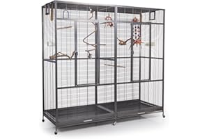 Montana Cages | Premium Vogelkäfig New Sydney II Vogelvoliere XXL für Sittiche, Finken inkl. 2 Näpfe, Sitzstangen, 6 Lenkrollen, AVILON Pulverbeschichtung, Antik Edition, ca. 180 x 70 x 180cm