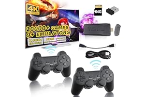 AvantMagic Retro Game Console with 64G Card, Built-in 20000+ Classic Games, Plug and Play Game Console, Video Game Stick with Dual 2.4G Wireless Controller, Gift for Kids Adults (64G)