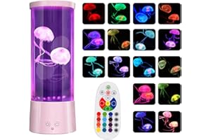 Soarling Jellyfish Lamp, Jelly Fish Light Lamp with 17RGB Color Changing & 4 Colour Modes, Jellyfish Light Aquarium Lamp with Remote Control, Sensory Mood Light for Relax, Living Room Decor, Pink