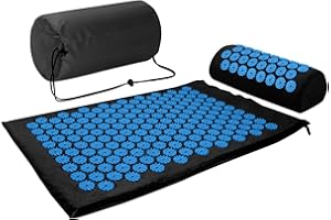 CWRFZ Akupressur Set Akupressurmatte, Akupunkturpunkt Massagekissen, Linderung von Nacken- und Rückenschmerzen, Muskelentspannung und Stressabbau, Ischiasentlastung, Tragetasche, Schwarz Blau