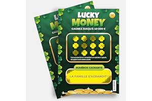 OLYMPE STORE Lot de 2 Carte à gratter Deluxe La famille s'agrandit - Annonce grossesse originale - Surprise naissance - idéal pour les parrains marraines (LUCKY MONEY)