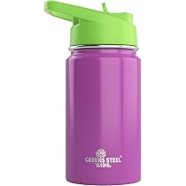 Borraccia Termica Bambini - 350 ml, Viola I Anti goccia con Cannuccia e Impugnatura I Isolamento a Doppia Parete in Acciaio Inox I Bottiglia Termica con Beccuccio Facile da Usare I Ecologica