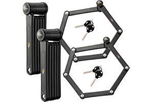 Via Velo 2 Folding Bike Lock Set | Same Key System 4 Keyed Alike Keys, Heavy Duty Hard Steel, Lightweight, Bike Lock for Electric Bike, Electric Scooter, Dirt Bike for Adults with Mounting Case