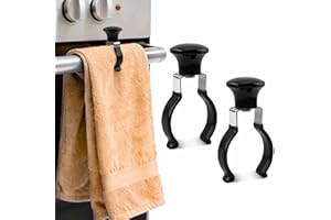 Qiang Ni Towel Clips Kitchen - 2-Pack Black Heat-Resistant Prevents Towel Falling - Multipurpose Use for Oven,Stove,Dishwasher,Bathroom Rack - Gift for Housewife