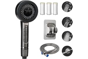 BUTTERFOX Duschkopf mit Schlauch, Duschbrause mit Schlauch 1,5M, Duschkopf Wassersparend mit Filter, 4 Strahlarten Hochdruck Handbrause Dusche für Hartes Wasser, Shower Head für Rest-Chlor,Schwermetall usw