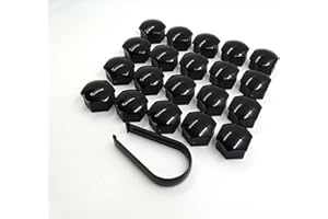 Partsdealers WHEEL NUT COVERS FOR VOLVO C30 C70 S40 S60 S80 S90 V50 V60 V70 V90 XC40 XC60 XC70 X90 BOLT CAPS + LOCKING COVERS 19mm SET (GLOSSY BLACK x20 +TOOL)