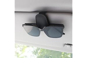 UOPMQGB Brillenhalter für Auto Sonnenblende,Echt Leder Auto Visier Zubehör,Sonnenbrillen Halterung, Magnetische Sonnenbrillenhalter, Ticket ClipLeder, Sonnenbrillen für Auto Visier Zubehör(Elegantes Schwarz