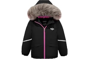Wantdo Chaqueta de Esquí Cálida Snowboard Chaqueta Impermeable a Prueba de Viento Abrigo Aislada con Vellón Invierno Parka de Montaña de Senderismo Deportiva para Niñas