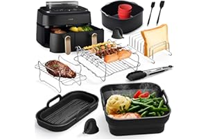 YFKJEU Heißluftfritteuse Zubehör für Philips Airfryer 3000-5000 serie 9L, Faltbar Silikonform Heißluftfritteuse Zubehör Set Wiederverwendba Auflaufform Einsatz für Philips Dual Basket Airfryer NA350/NA550 9L