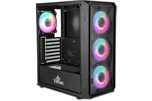 YEYIAN Scatola PC Gamer Lancer ARGB Torre Media | Piastre ATX Micro ATX Mini ITX | Frontale Mesh | Pannello Laterale Vetro Temperato Trasparente | 4 Ventole PWM 3 Anteriori 1 Posteriore 120mm 1600RPM